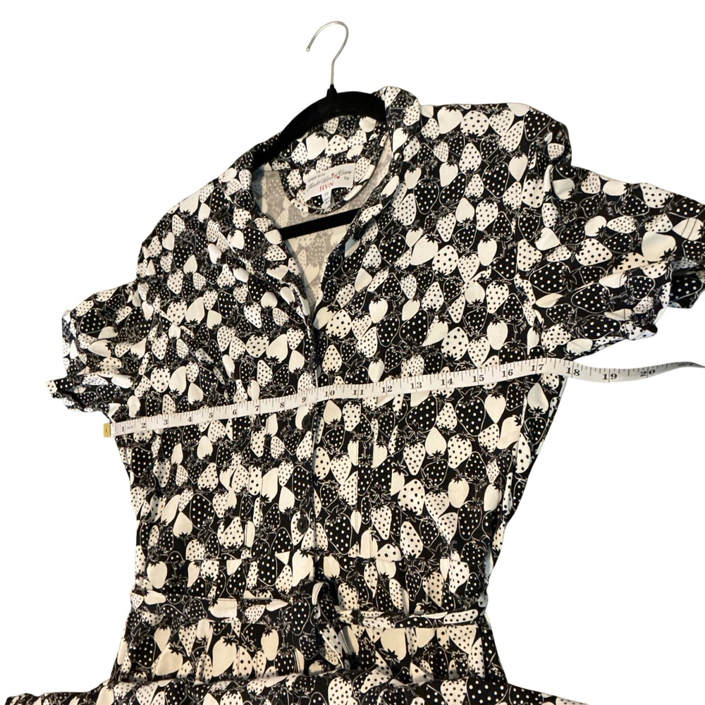 Tender Loving Care by HVN Black White Strawberry Print Midi Dress Size 10 - Picture 6 of 6